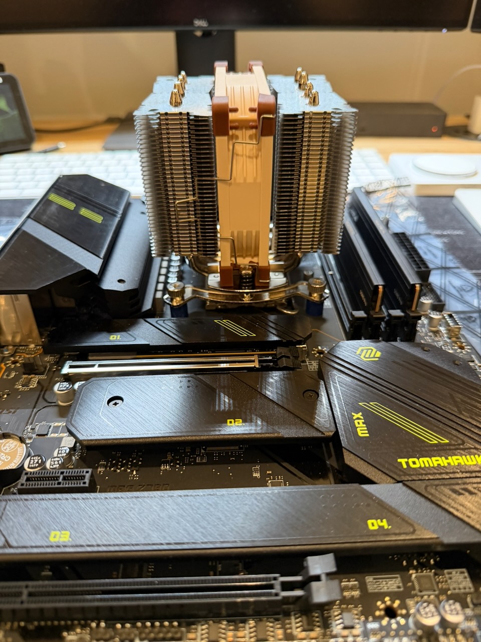 MSI MAG Z790 Tomahawk MAX with cooler, side angle